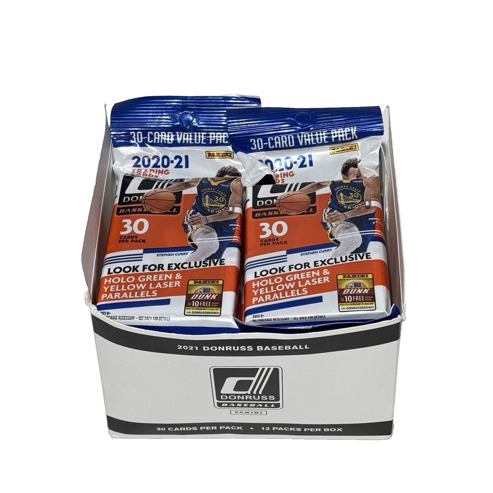 2020-21 Panini Donruss Basketball Cello Box – Complete 12 Fat Packs NBA NEW